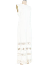 Mexican Woven Cotton Fringed Tunic Dress Dress arcadeshops.com