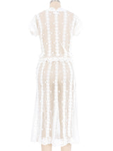 White Button Front Crochet Dress Dress arcadeshops.com