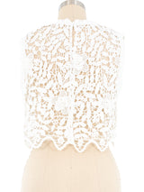 White Floral Crochet Tank Top Top arcadeshops.com