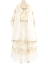 Zandra Rhodes Cream Butterfly Embellished Tulle Dress Ensemble Dress arcadeshops.com