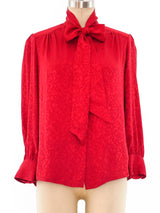 Adolfo Red Silk Blouse Top arcadeshops.com
