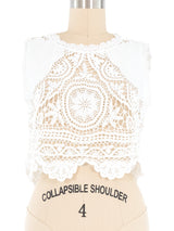 White Embroidered Crochet Tank Top arcadeshops.com
