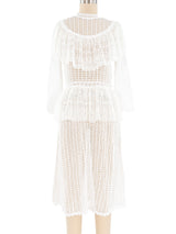 White Lace Ruffle Crochet Midi Dress Dress arcadeshops.com
