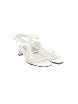 Prada White PVC and Patent Leather Sandals, 38.5 Accessory arcadeshops.com