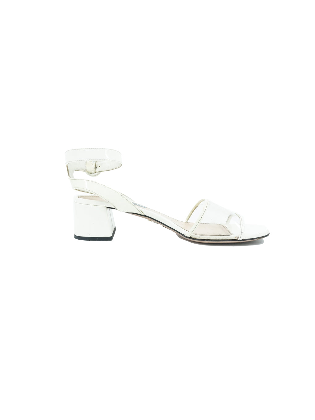 Prada White PVC and Patent Leather Sandals, - Main Image