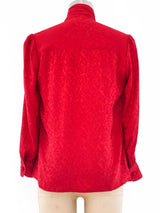 Adolfo Red Silk Blouse Top arcadeshops.com