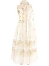 Zandra Rhodes Cream Butterfly Embellished Tulle Dress Ensemble Dress arcadeshops.com