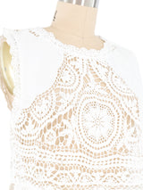 White Embroidered Crochet Tank Top arcadeshops.com