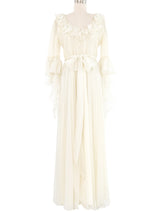 1970s Jean Varon Ivory Ruffle Maxi Dress Dress arcadeshops.com