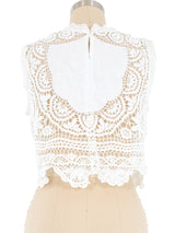 White Embroidered Crochet Tank Top arcadeshops.com