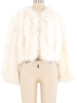 Ivory Marabou Cropped Jacket Jacket arcadeshops.com