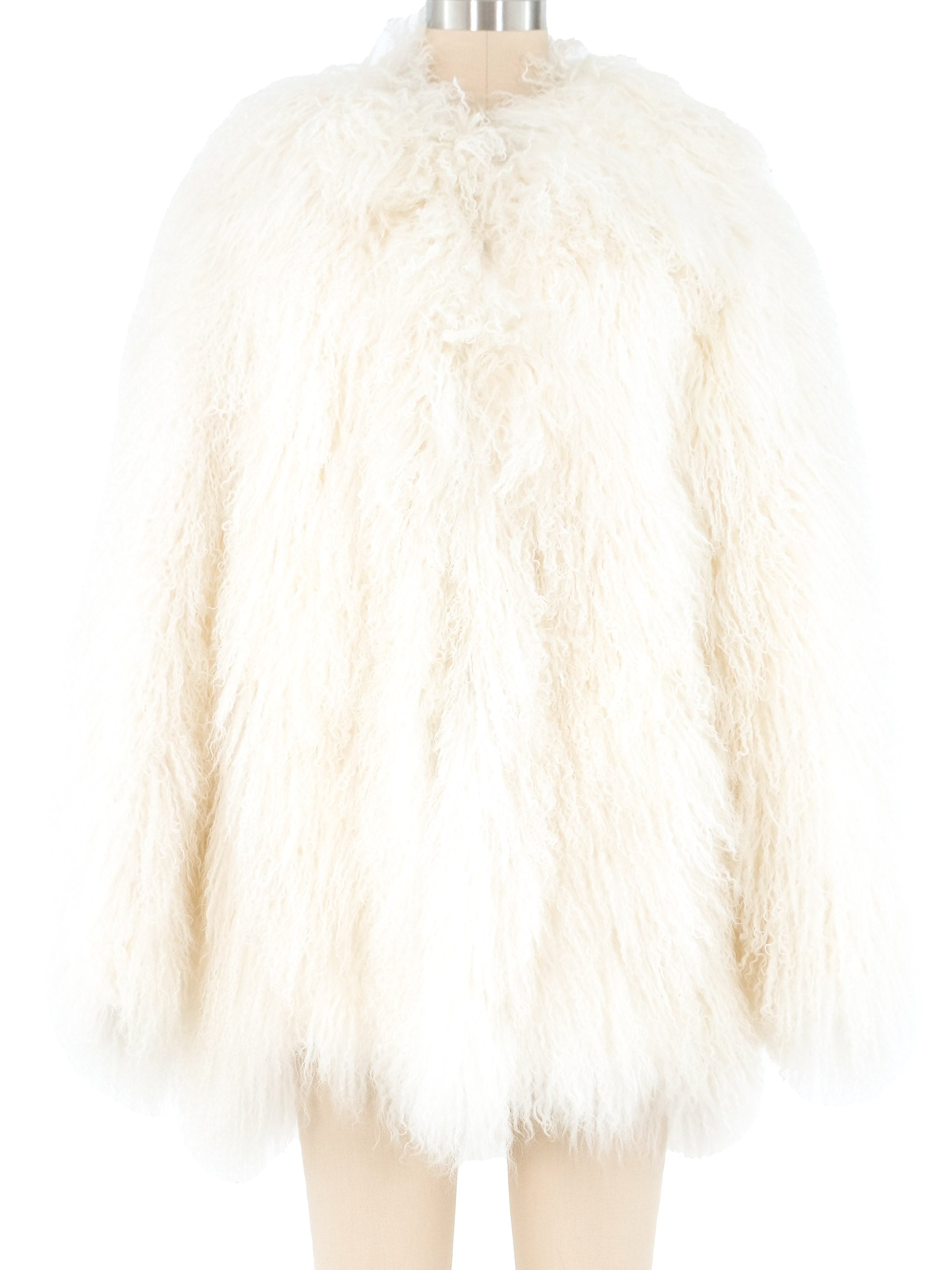 White mongolian hot sale fur coat