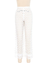 1970s White Eyelet Pant Ensemble Suit arcadeshops.com