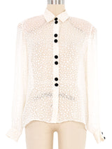 Ivory Swiss Dot Burnout Blouse Top arcadeshops.com