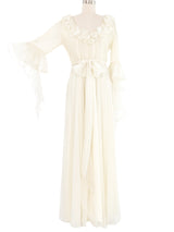 1970s Jean Varon Ivory Ruffle Maxi Dress Dress arcadeshops.com