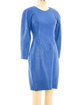 Cobalt Blue Leather Mini Dress Dress arcadeshops.com