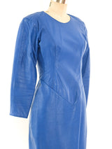 Cobalt Blue Leather Mini Dress Dress arcadeshops.com