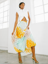 1970s Printed Jersey Pleated Skirt Bottom arcadeshops.com