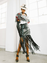 Claude Montana Leather Fringe Skirt Bottom arcadeshops.com