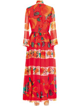 Hand Painted Floral Silk Chiffon Gown Dress arcadeshops.com