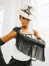 Gianni Versace Fringe Leather Opera Gloves Accessory arcadeshops.com