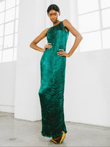 Patricia Lester Emerald Silk Plisse Gown Dress arcadeshops.com