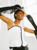 Yves Saint Laurent Ivory Peplum Bustier Top Top arcadeshops.com