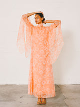 Mollie Parnis Peach Angel Sleeve Chiffon Gown Dress arcadeshops.com