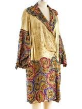 1920's Gold Lame Opera Coat with Floral Embroidery Jacket arcadeshops.com