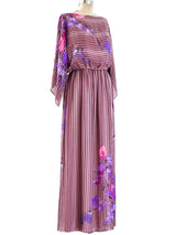 Hanae Mori Floral Chiffon Gown Dress arcadeshops.com