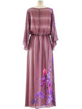 Hanae Mori Floral Chiffon Gown Dress arcadeshops.com