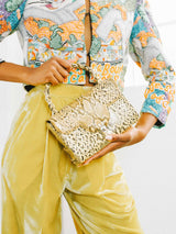 1960s Yellow Embossed Snake Box Bag Accessory arcadeshops.com