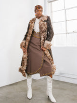 2000s Dolce & Gabbana Mongolian Fur Trimmed Tweed Overcoat Outerwear arcadeshops.com