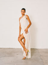 Halston Chevron Print One Shoulder Gown Dress arcadeshops.com