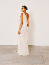 Halston Chevron Print One Shoulder Gown Dress arcadeshops.com