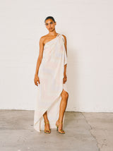 Halston Chevron Print One Shoulder Gown Dress arcadeshops.com