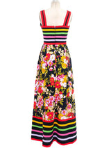 Rainbow Striped Floral Tank Dress Dress arcadeshops.com