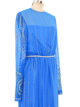 Glitter Embellished Blue Chiffon Maxi Dress Dress arcadeshops.com
