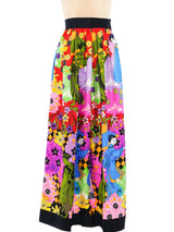 Fiandaca Japanese Garden Print Silk Maxi Skirt Bottom arcadeshops.com