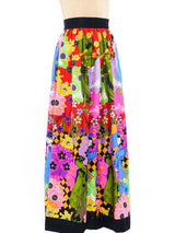 Fiandaca Japanese Garden Print Silk Maxi Skirt Bottom arcadeshops.com