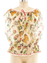 Christian Dior Stamp Printed Chiffon Top Top arcadeshops.com