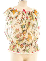 Christian Dior Stamp Printed Chiffon Top Top arcadeshops.com