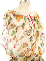 Christian Dior Stamp Printed Chiffon Top Top arcadeshops.com