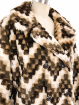 Chevron Faux Fur Coat Outerwear arcadeshops.com