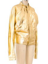 Gianni Versace Metallic Gold Leather Jacket Jacket arcadeshops.com