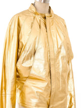 Gianni Versace Metallic Gold Leather Jacket Jacket arcadeshops.com