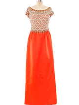 1960's Bead Embellished Satin Gown Dress arcadeshops.com