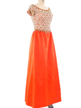 1960's Bead Embellished Satin Gown Dress arcadeshops.com