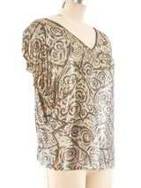 Whiting and Davis Swirl Printed Chainmail Top Top arcadeshops.com