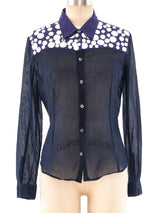 Miu Miu Mirrored Disc Embellished Shirt Top arcadeshops.com